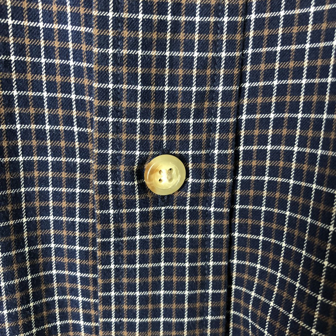 Ralph Lauren Classic Fit Long Sleeve Button Down Check Shirt Men's XL cotton navy blue type Vintage Second Hand