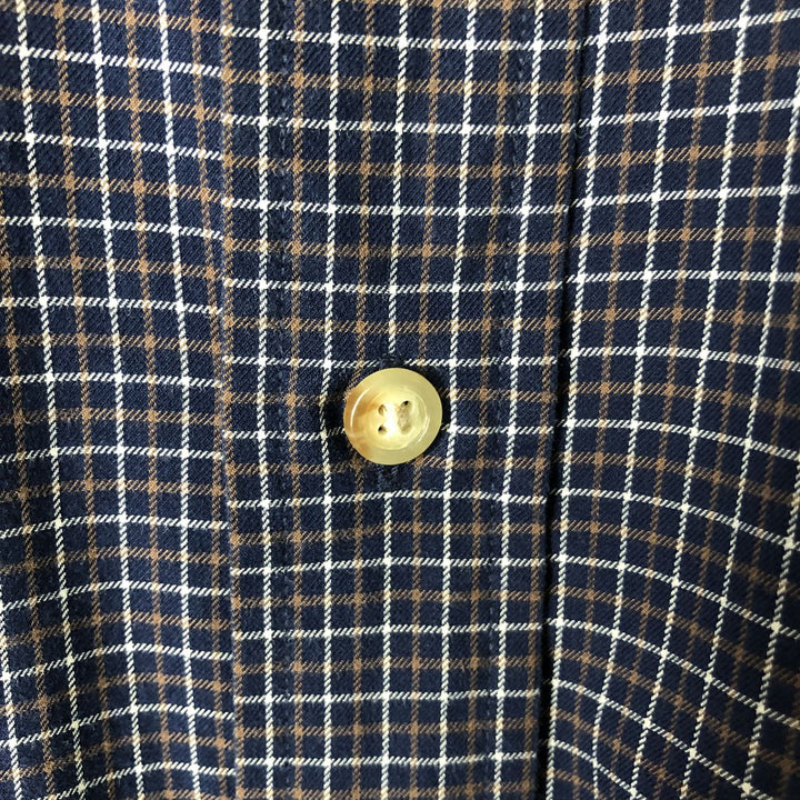 Ralph Lauren Classic Fit Long Sleeve Button Down Check Shirt Men's XL cotton navy blue type Vintage Second Hand