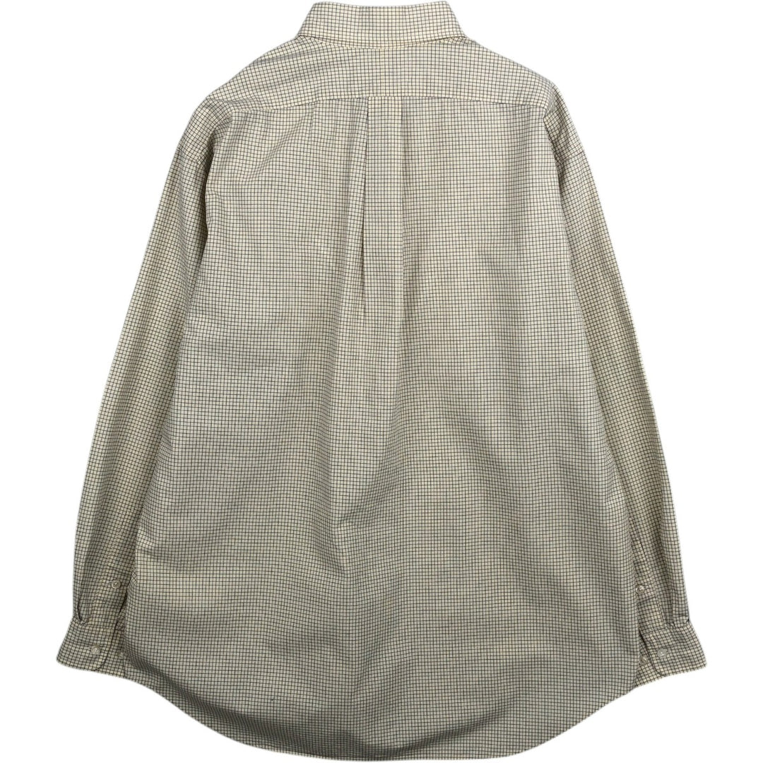 Ralph Lauren LAUREN Long-Sleeve Button-Down Check Shirt, Men's Size L (approx.) cotton white type Vintage Second Hand