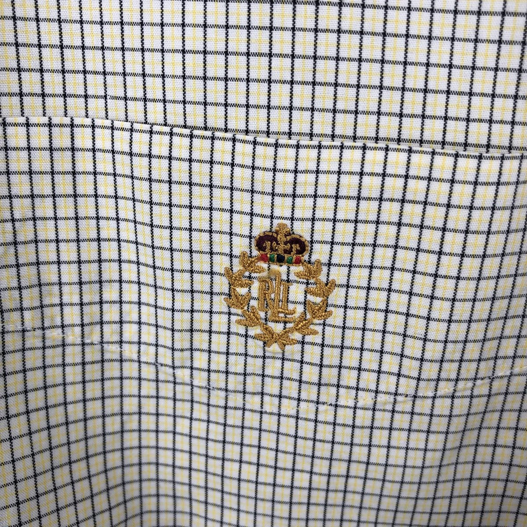 Ralph Lauren LAUREN Long-Sleeve Button-Down Check Shirt, Men's Size L (approx.) cotton white type Vintage Second Hand