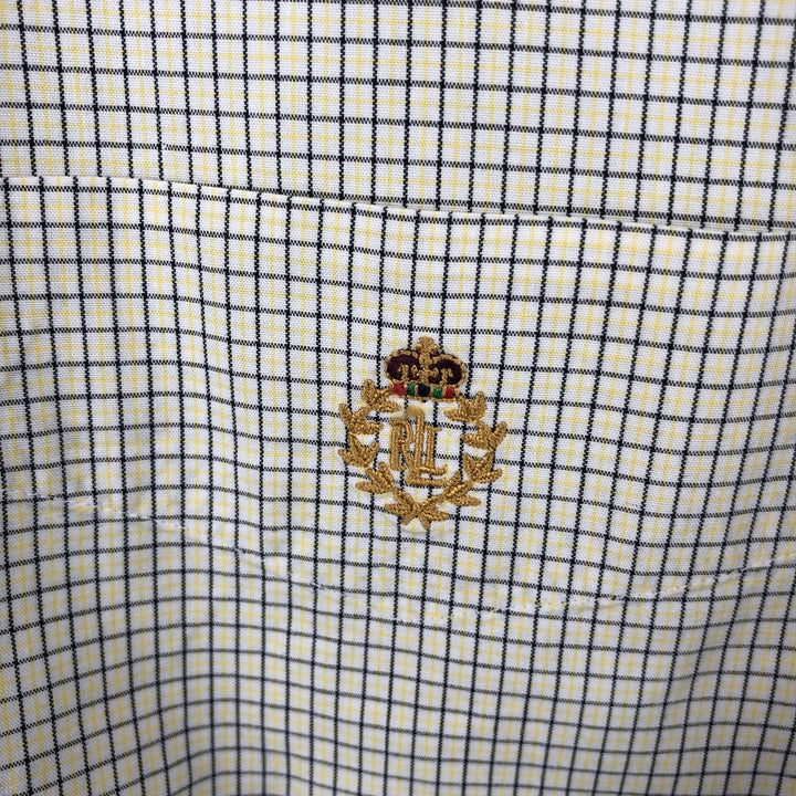 Ralph Lauren LAUREN Long-Sleeve Button-Down Check Shirt, Men's Size L (approx.) cotton white type Vintage Second Hand