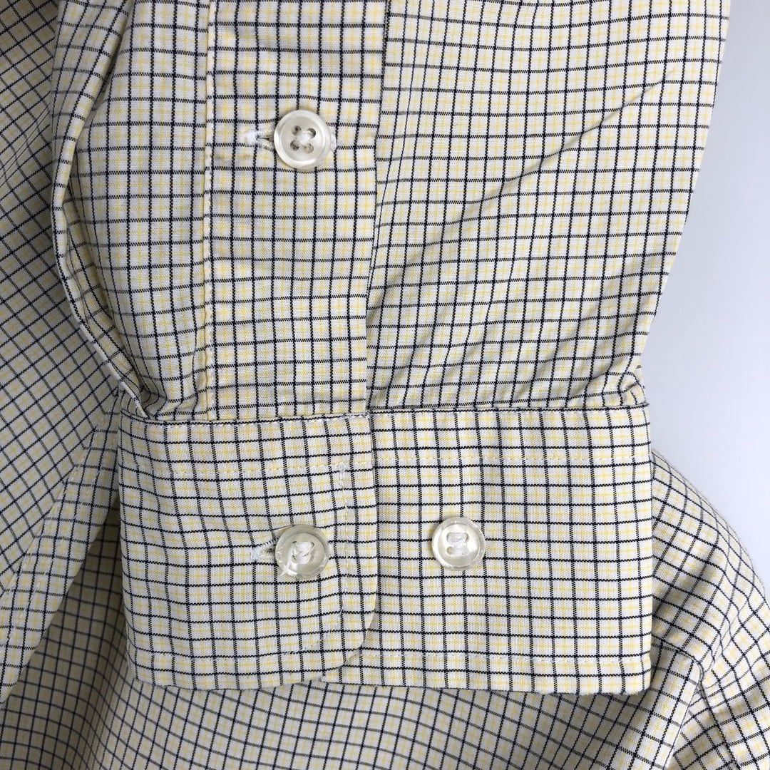 Ralph Lauren LAUREN Long-Sleeve Button-Down Check Shirt, Men's Size L (approx.) cotton white type Vintage Second Hand