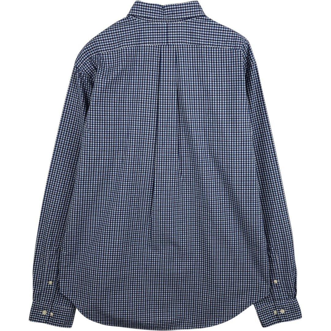Ralph Lauren Classic Fit Gingham Check Long Sleeve Button Down Check Shirt Men's Size L cotton blue type Vintage Second Hand