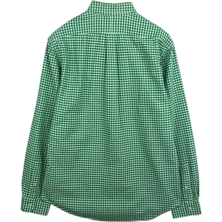 Ralph Lauren SLIM FIT gingham check long-sleeve button-down shirt, men's size L (approx.) cotton green type Vintage Second Hand