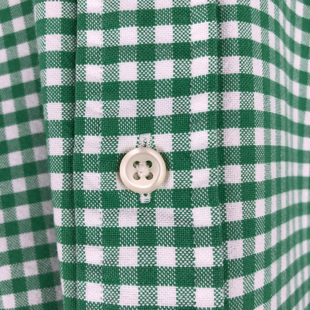 Ralph Lauren SLIM FIT gingham check long-sleeve button-down shirt, men's size L (approx.) cotton green type Vintage Second Hand