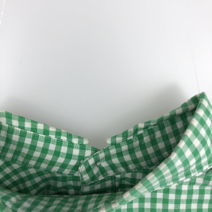 Ralph Lauren SLIM FIT gingham check long-sleeve button-down shirt, men's size L (approx.) cotton green type Vintage Second Hand
