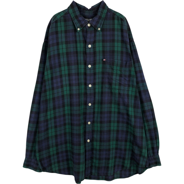 2000'S Ralph Lauren Jeans Co. Blackwatch check long-sleeved button-down check shirt, men's size XL (approx.) cotton navy blue type Vintage Second Hand