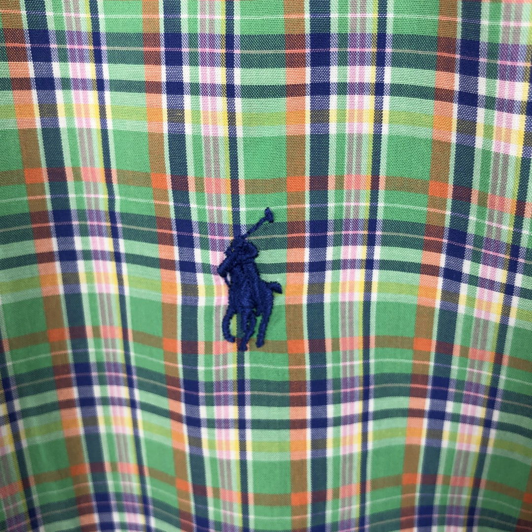 Ralph Lauren CUSTOM FIT long sleeve button down check shirt men's size M cotton green type Vintage Second Hand
