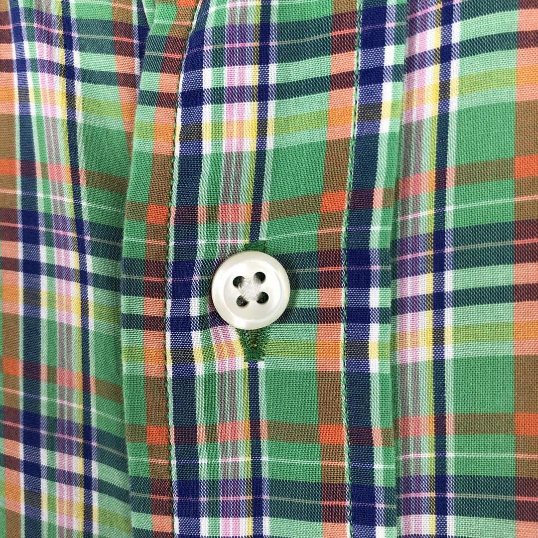 Ralph Lauren CUSTOM FIT long sleeve button down check shirt men's size M cotton green type Vintage Second Hand