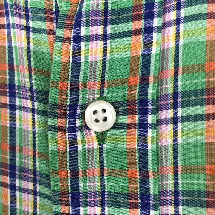 Ralph Lauren CUSTOM FIT long sleeve button down check shirt men's size M cotton green type Vintage Second Hand