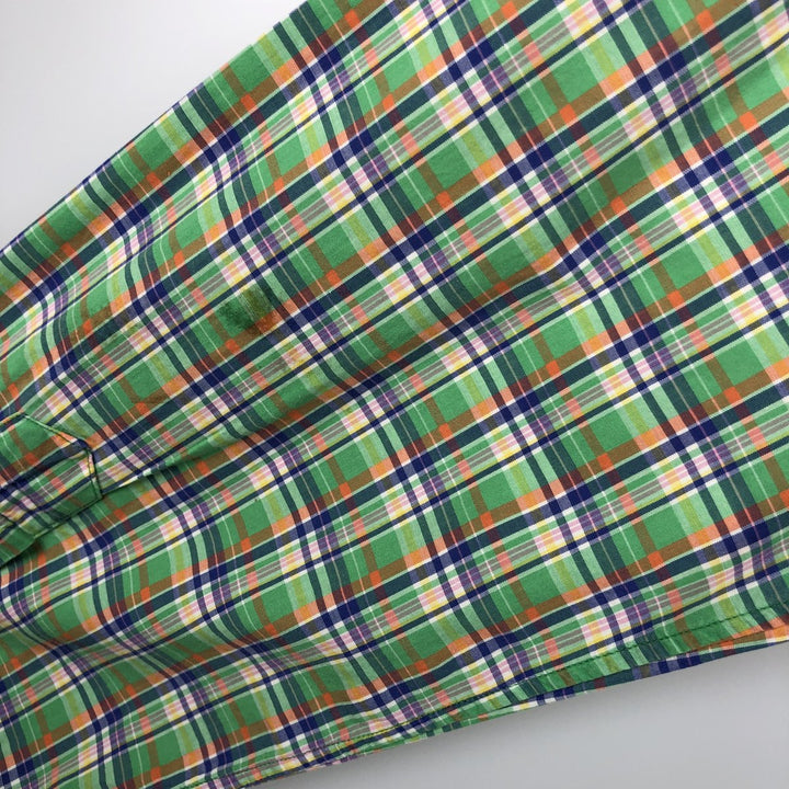 Ralph Lauren CUSTOM FIT long sleeve button down check shirt men's size M cotton green type Vintage Second Hand