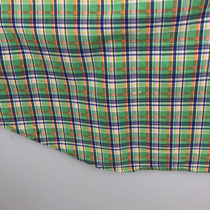 Ralph Lauren CUSTOM FIT long sleeve button down check shirt men's size M cotton green type Vintage Second Hand