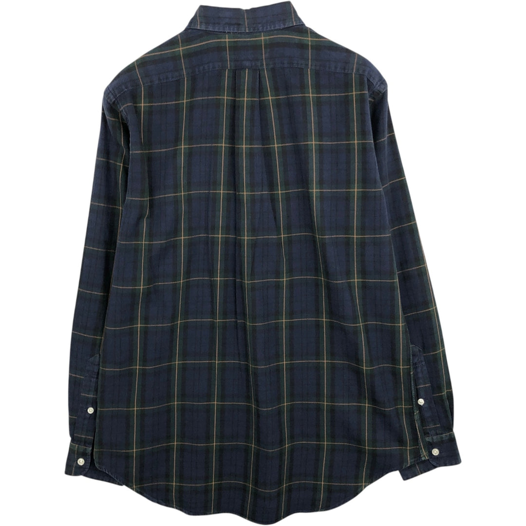 Ralph Lauren Classic Fit Long Sleeve Button Down Check Shirt Men's M cotton navy blue type Vintage Second Hand