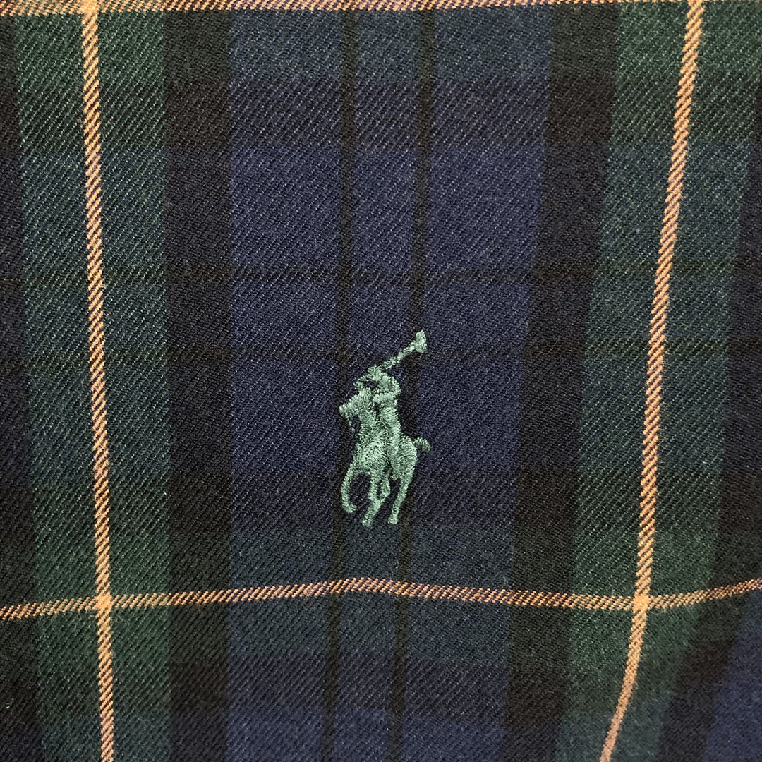 Ralph Lauren Classic Fit Long Sleeve Button Down Check Shirt Men's M cotton navy blue type Vintage Second Hand