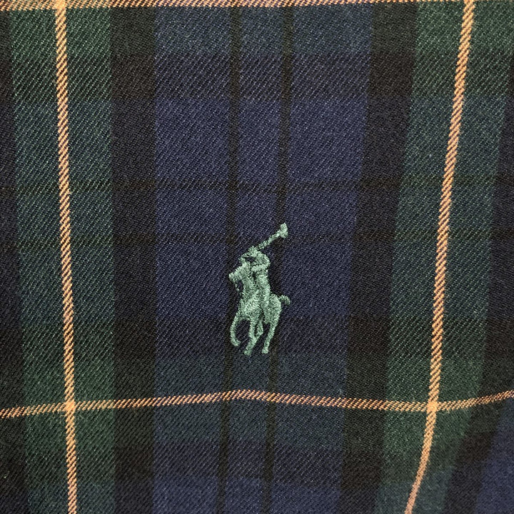 Ralph Lauren Classic Fit Long Sleeve Button Down Check Shirt Men's M cotton navy blue type Vintage Second Hand