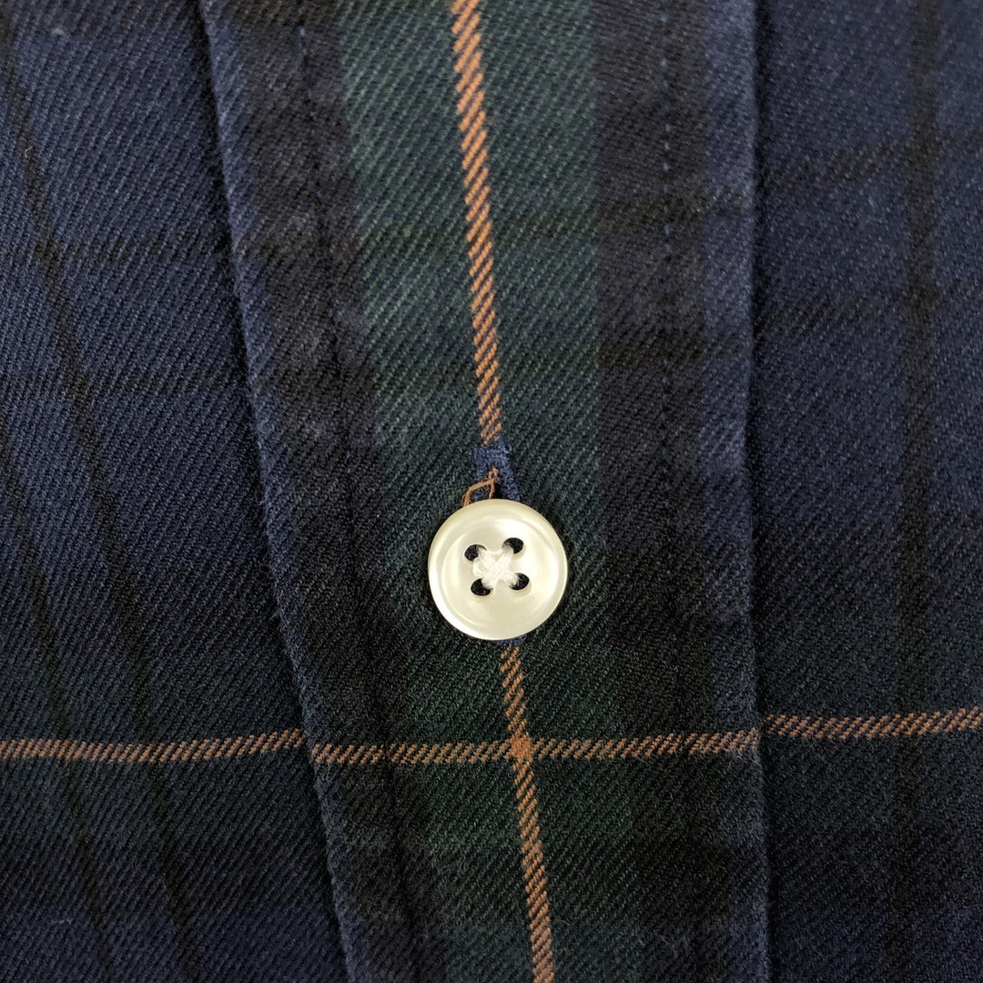 Ralph Lauren Classic Fit Long Sleeve Button Down Check Shirt Men's M cotton navy blue type Vintage Second Hand