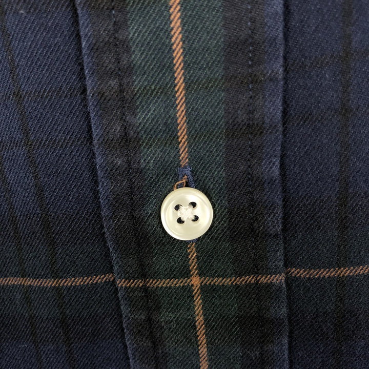 Ralph Lauren Classic Fit Long Sleeve Button Down Check Shirt Men's M cotton navy blue type Vintage Second Hand