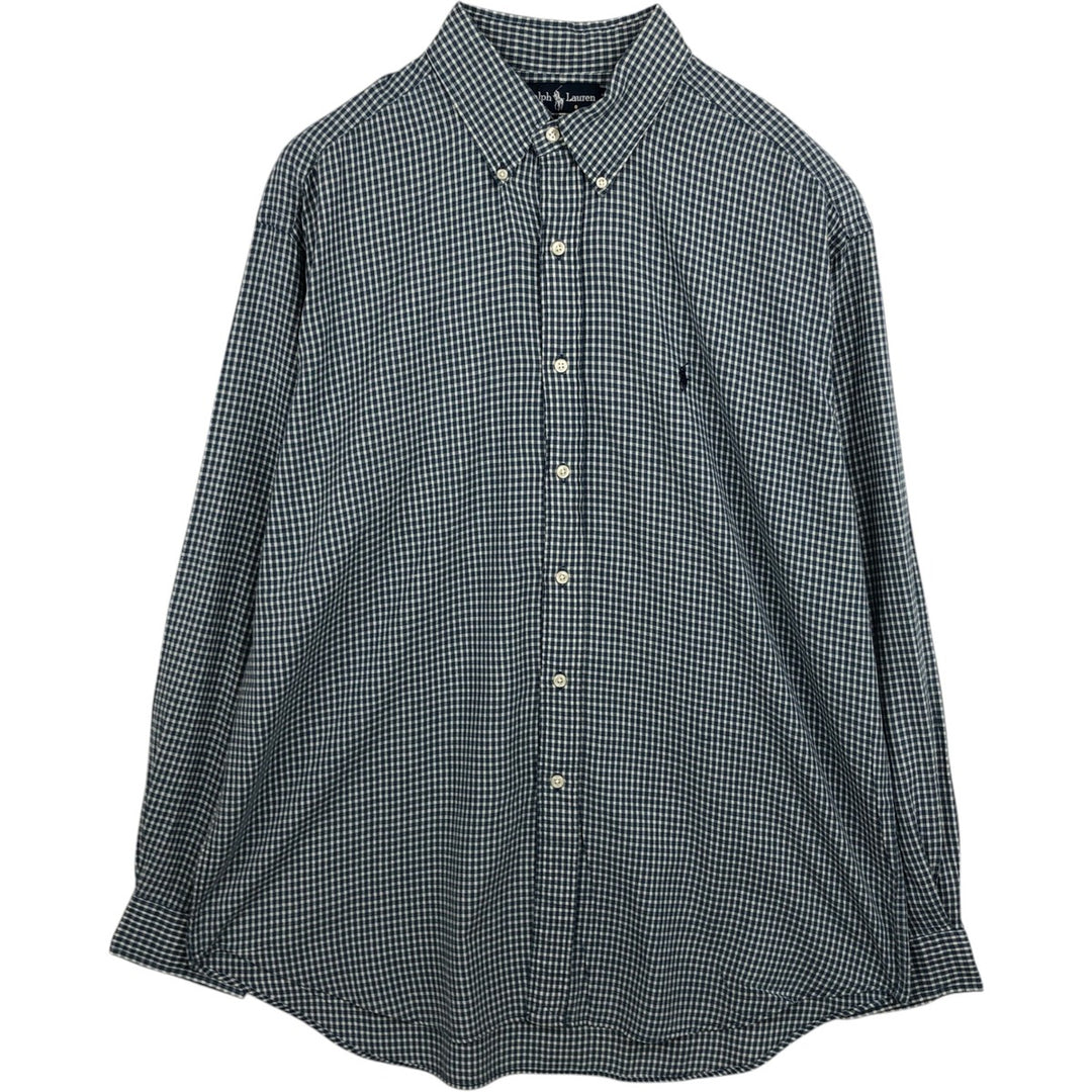 Ralph Lauren BLAKE long sleeve button down check shirt, men's XL size cotton white type Vintage Second Hand