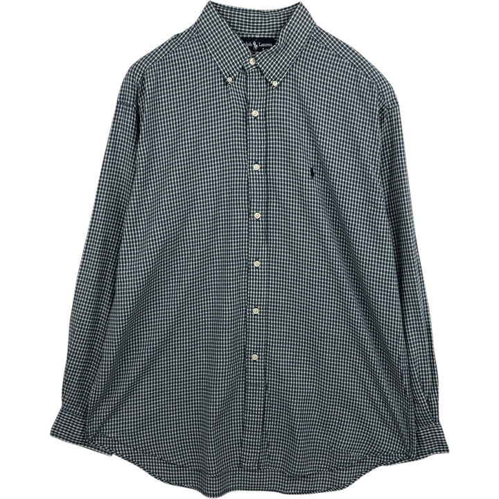 Ralph Lauren BLAKE long sleeve button down check shirt, men's XL size cotton white type Vintage Second Hand