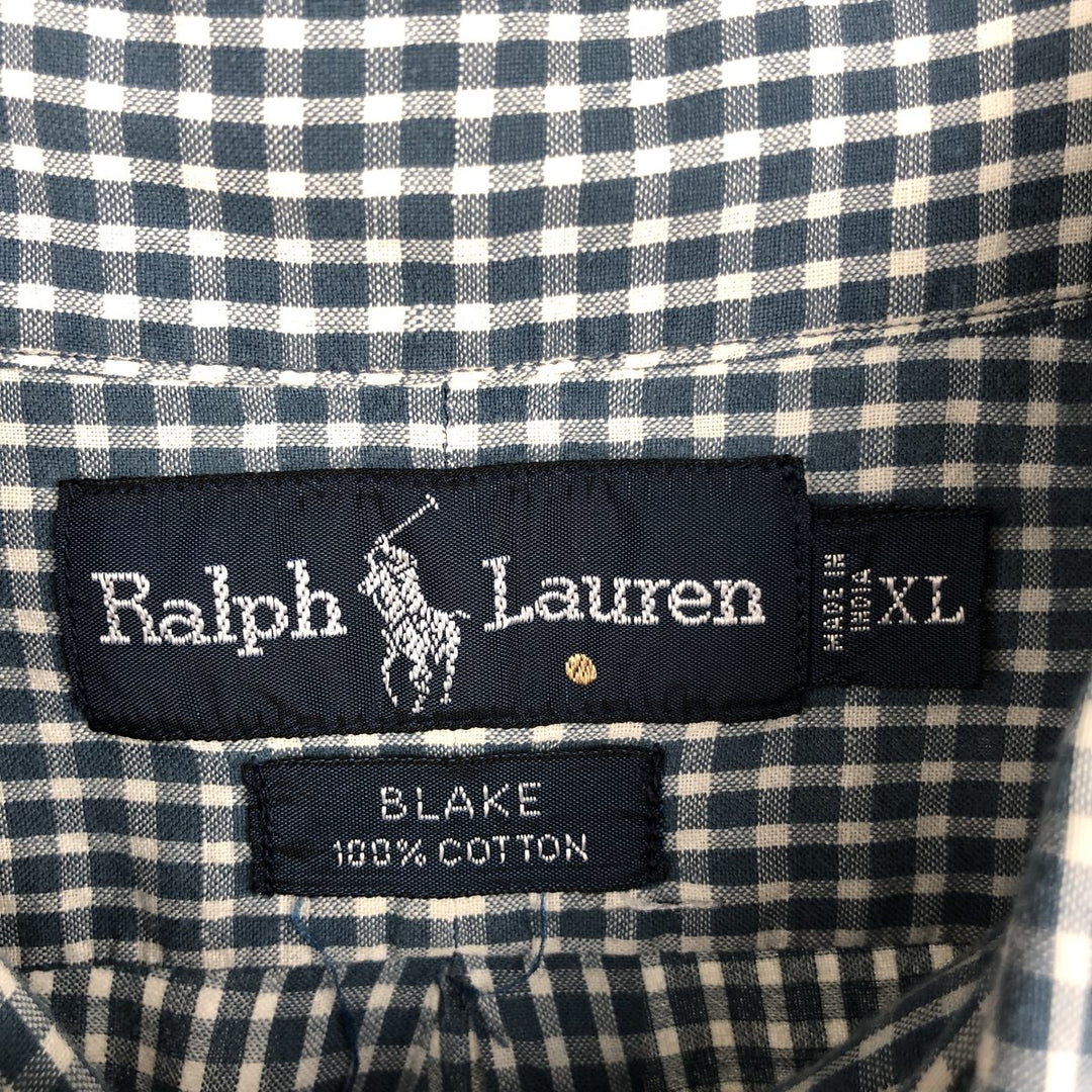 Ralph Lauren BLAKE long sleeve button down check shirt, men's XL size cotton white type Vintage Second Hand