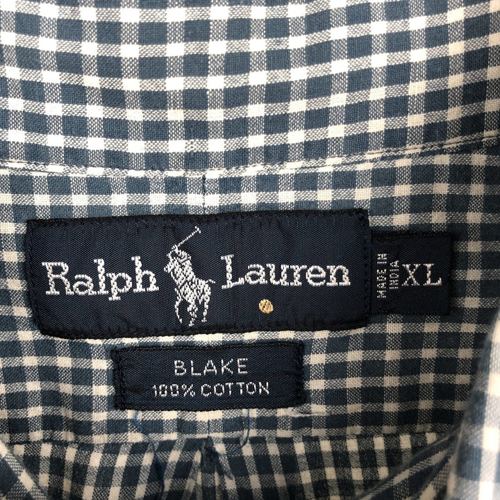 Ralph Lauren BLAKE long sleeve button down check shirt, men's XL size cotton white type Vintage Second Hand