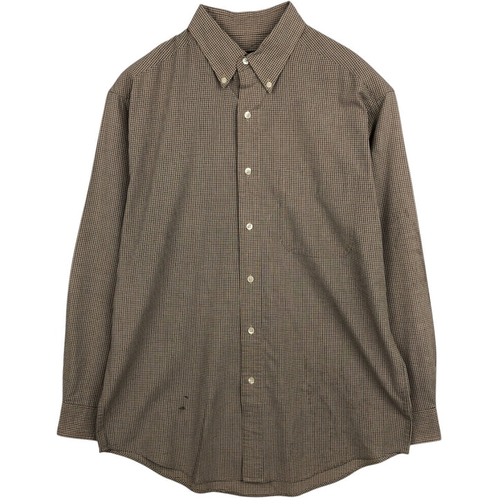 Ralph Lauren Chaps long-sleeved button-down check shirt, men's size M cotton beige type brown Vintage Second Hand