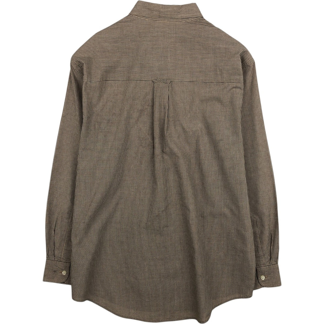 Ralph Lauren Chaps long-sleeved button-down check shirt, men's size M cotton beige type brown Vintage Second Hand