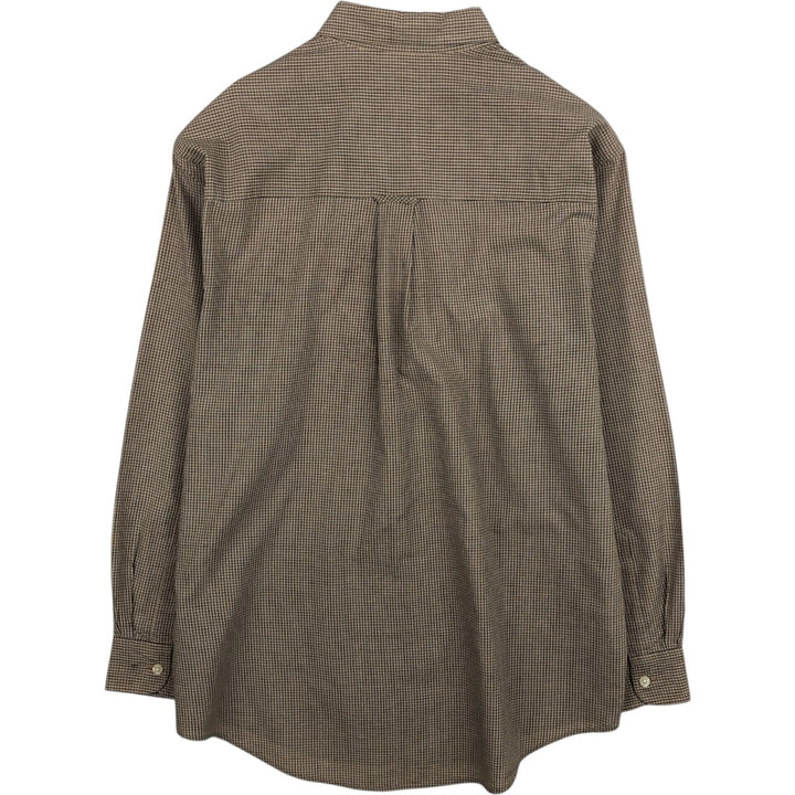 Ralph Lauren Chaps long-sleeved button-down check shirt, men's size M cotton beige type brown Vintage Second Hand