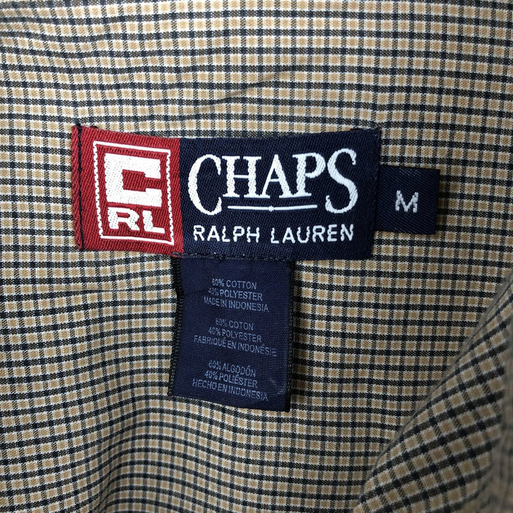 Ralph Lauren Chaps long-sleeved button-down check shirt, men's size M cotton beige type brown Vintage Second Hand