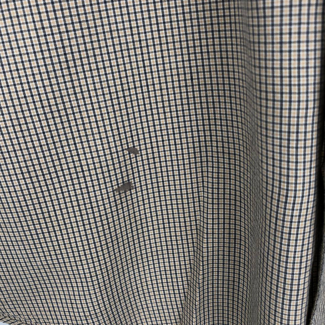 Ralph Lauren Chaps long-sleeved button-down check shirt, men's size M cotton beige type brown Vintage Second Hand