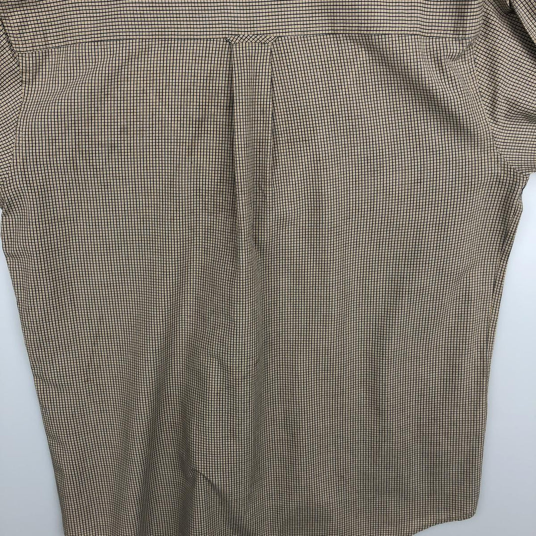 Ralph Lauren Chaps long-sleeved button-down check shirt, men's size M cotton beige type brown Vintage Second Hand