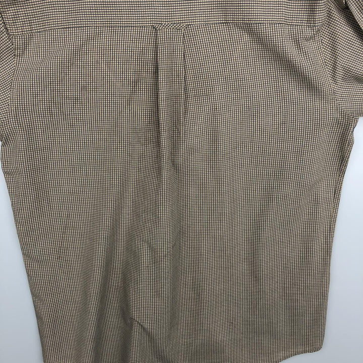 Ralph Lauren Chaps long-sleeved button-down check shirt, men's size M cotton beige type brown Vintage Second Hand