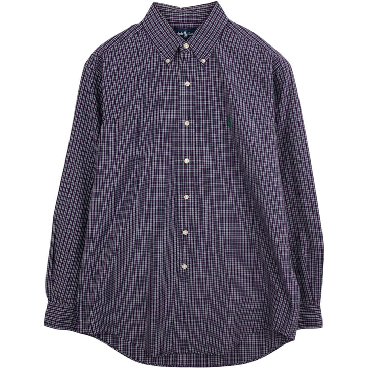Ralph Lauren Classic Fit Long Sleeve Button Down Check Shirt Men's M cotton purple type Vintage Second Hand