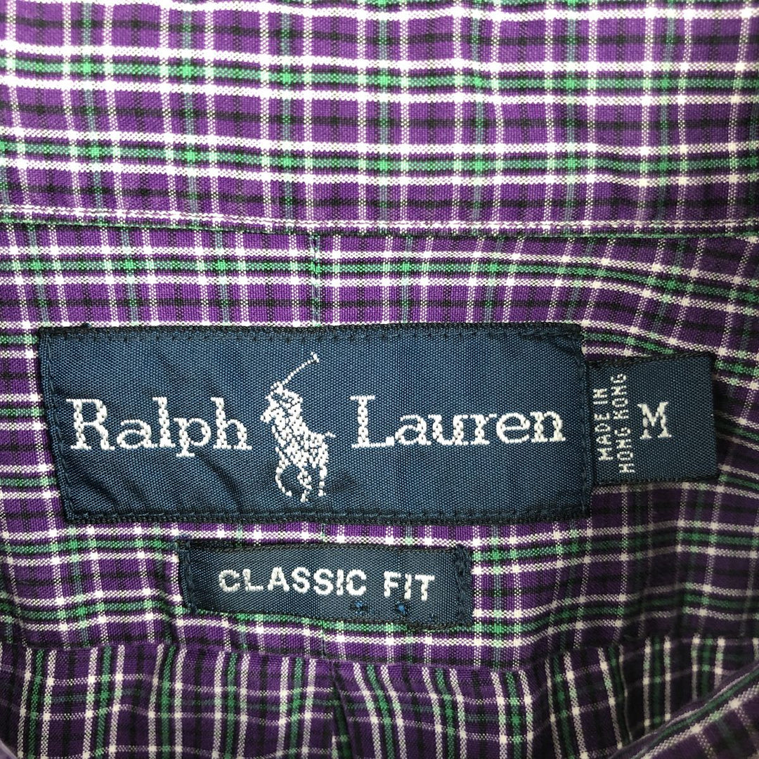 Ralph Lauren Classic Fit Long Sleeve Button Down Check Shirt Men's M cotton purple type Vintage Second Hand