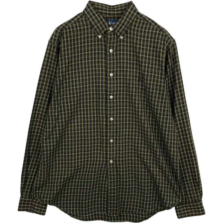 Ralph Lauren CLASSIC FIT Check Pattern Long-Sleeve Button-Down Check Shirt, Men's Size L (approx.) cotton green type Vintage Second Hand