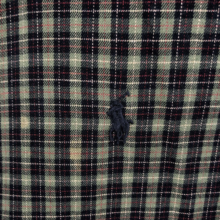 Ralph Lauren CLASSIC FIT Check Pattern Long-Sleeve Button-Down Check Shirt, Men's Size L (approx.) cotton green type Vintage Second Hand
