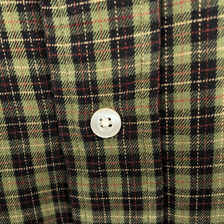 Ralph Lauren CLASSIC FIT Check Pattern Long-Sleeve Button-Down Check Shirt, Men's Size L (approx.) cotton green type Vintage Second Hand