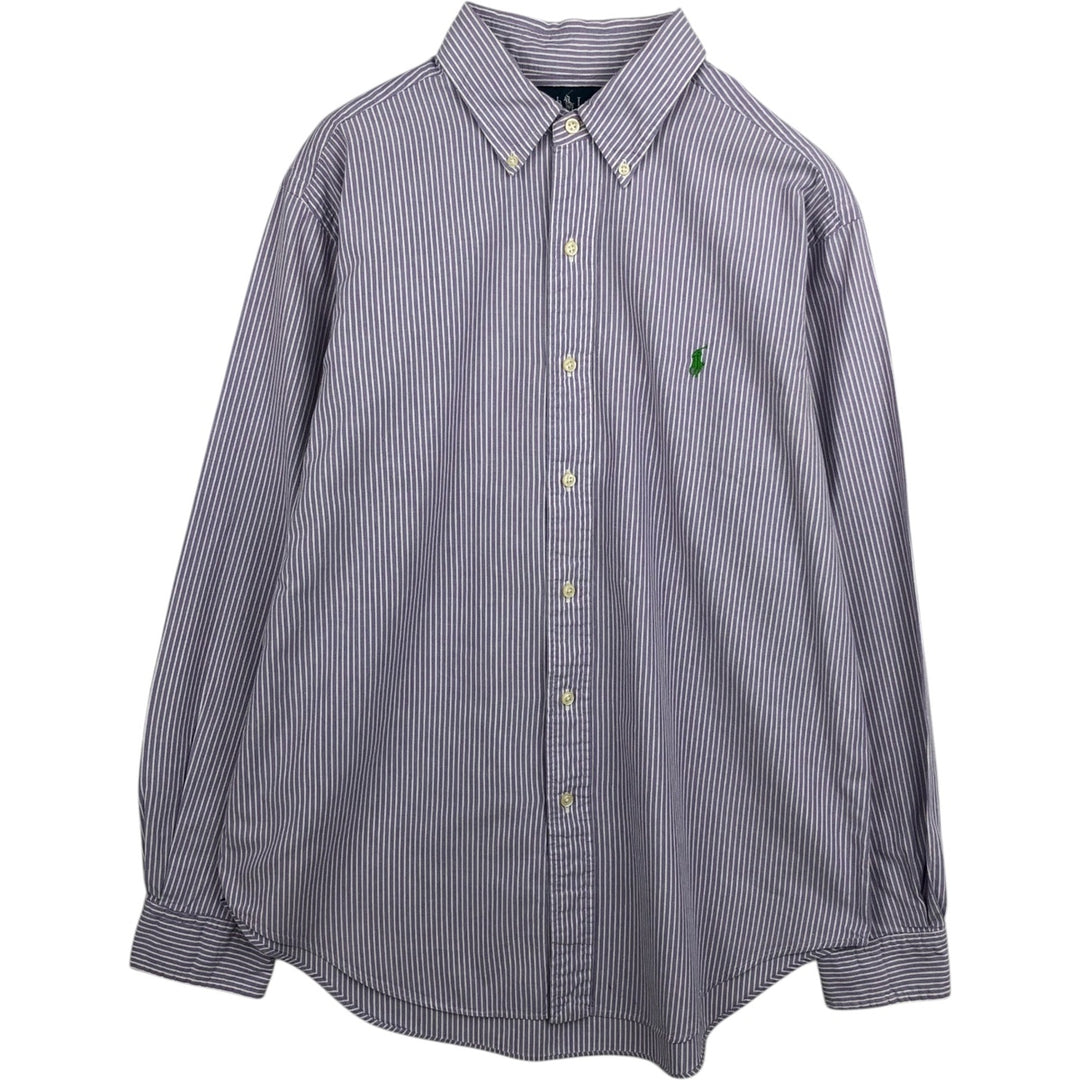 Ralph Lauren Classic Fit Long Sleeve Button Down Striped Shirt, Men's Size L cotton purple type Vintage Second Hand