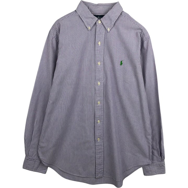 Ralph Lauren Classic Fit Long Sleeve Button Down Striped Shirt, Men's Size L cotton purple type Vintage Second Hand