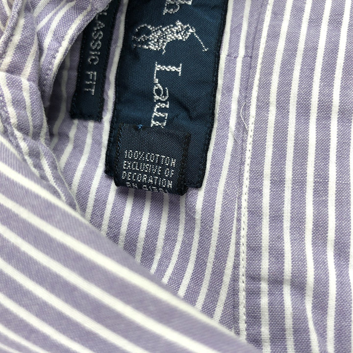 Ralph Lauren Classic Fit Long Sleeve Button Down Striped Shirt, Men's Size L cotton purple type Vintage Second Hand