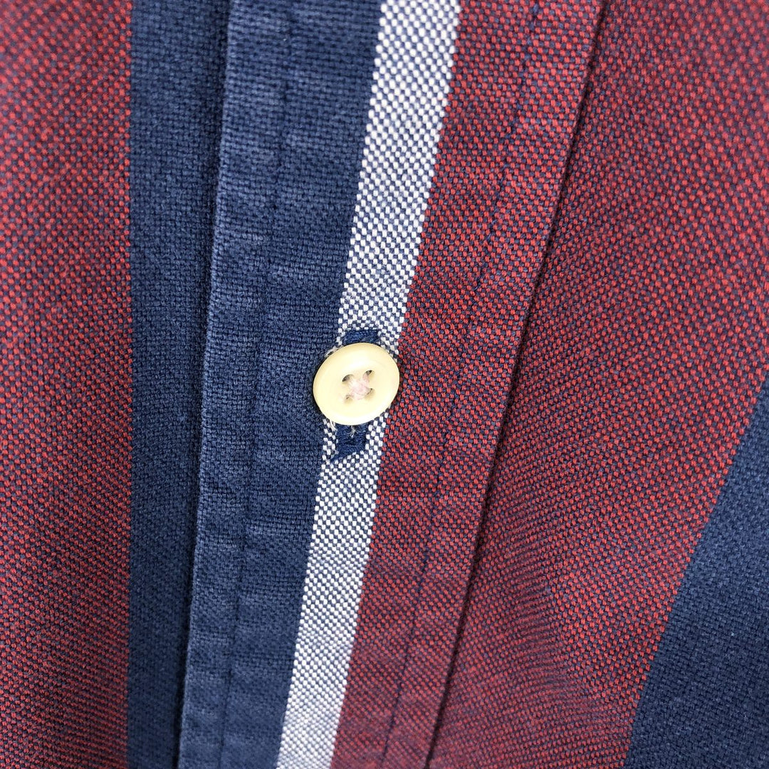 Ralph Lauren long sleeve button down striped shirt, men's size L cotton wine-red Vintage Second Hand