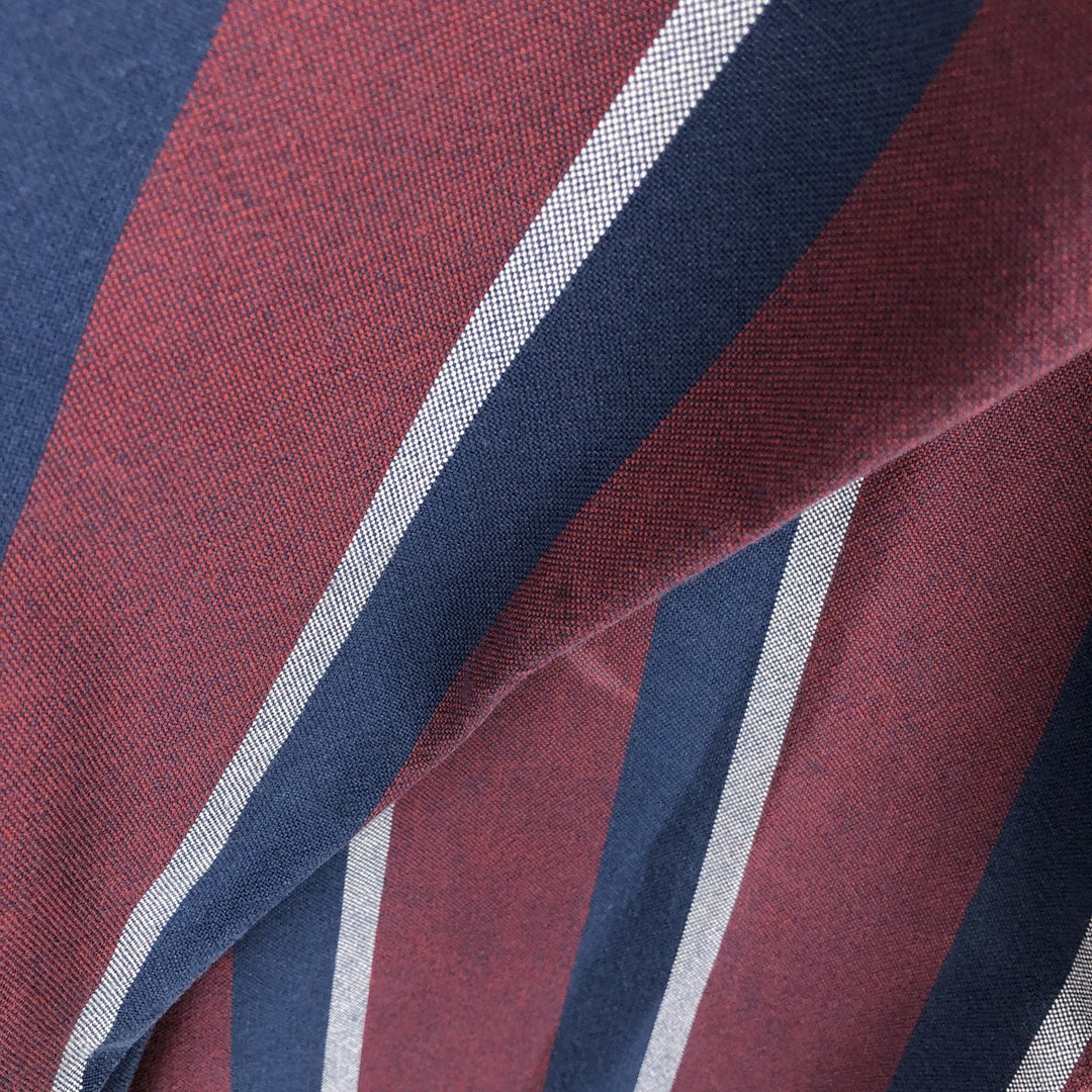 Ralph Lauren long sleeve button down striped shirt, men's size L cotton wine-red Vintage Second Hand
