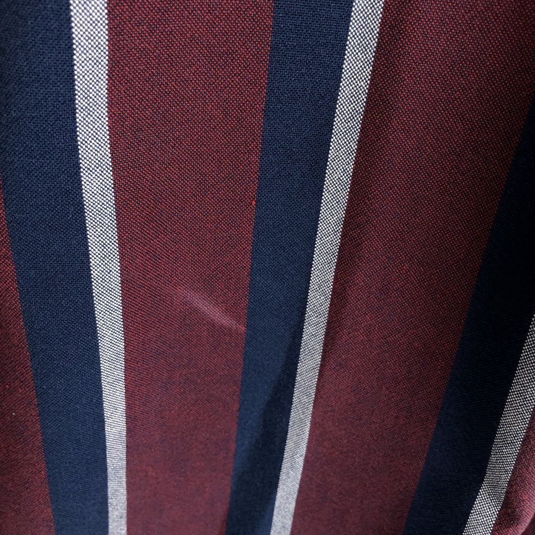 Ralph Lauren long sleeve button down striped shirt, men's size L cotton wine-red Vintage Second Hand