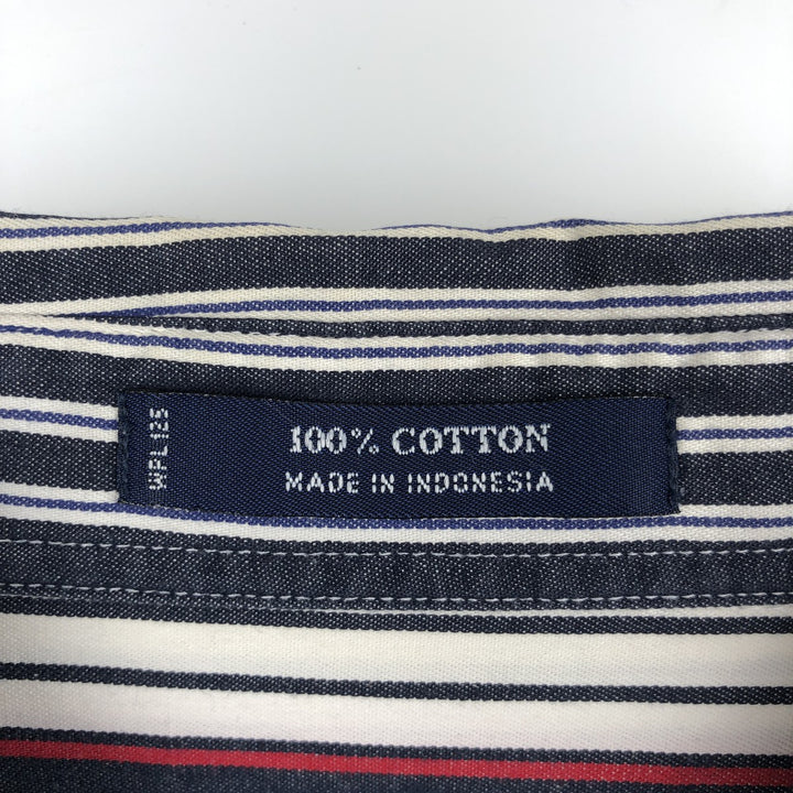 Ralph Lauren CHAPS Multi-Stripe Long-Sleeve Button-Down Striped Shirt, Men's Size XL (approx.) cotton navy blue type Vintage Second Hand
