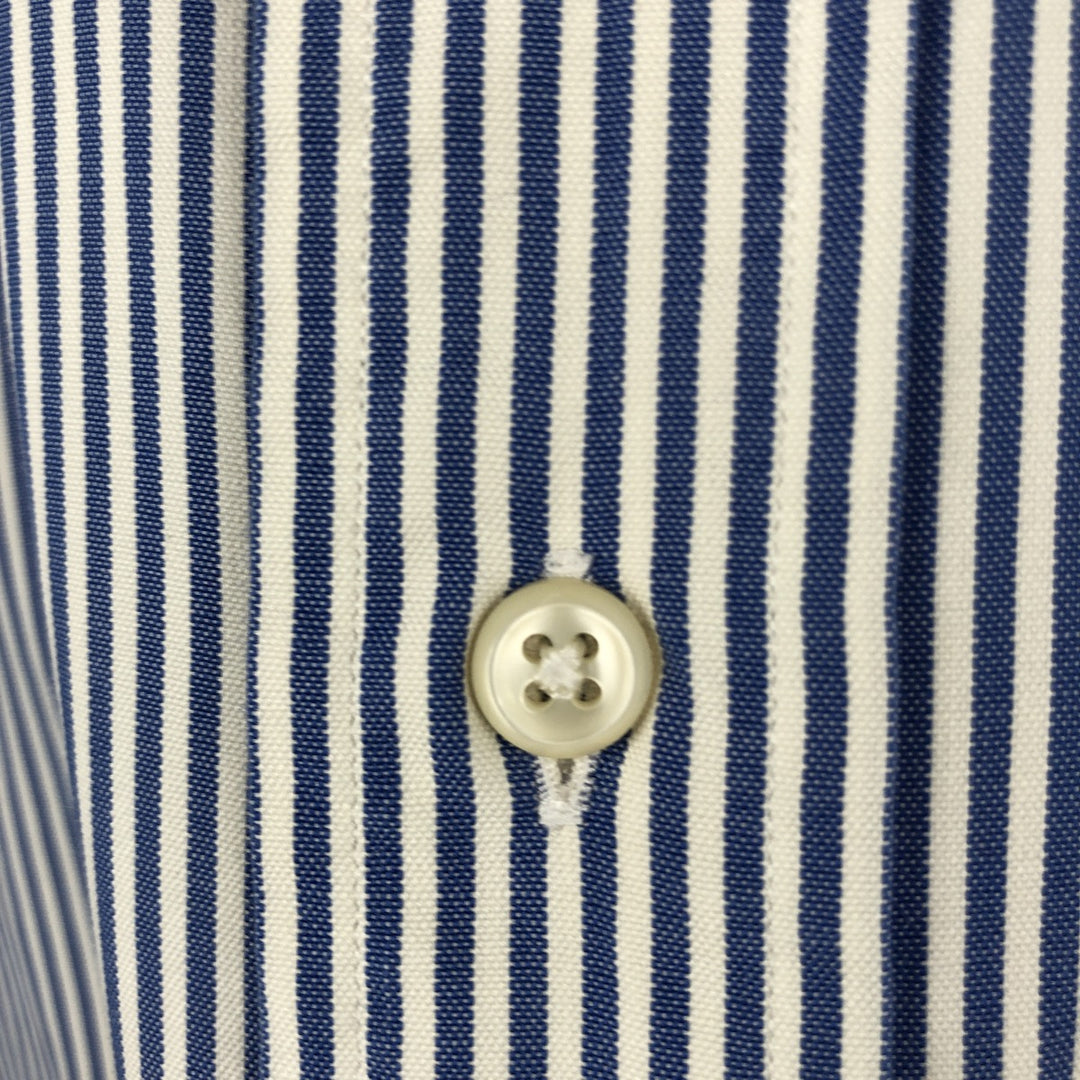 Ralph Lauren YARMOUTH Long Sleeve Button-Down Striped Shirt, Men's M Size cotton navy blue type Vintage Second Hand