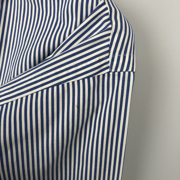 Ralph Lauren YARMOUTH Long Sleeve Button-Down Striped Shirt, Men's M Size cotton navy blue type Vintage Second Hand