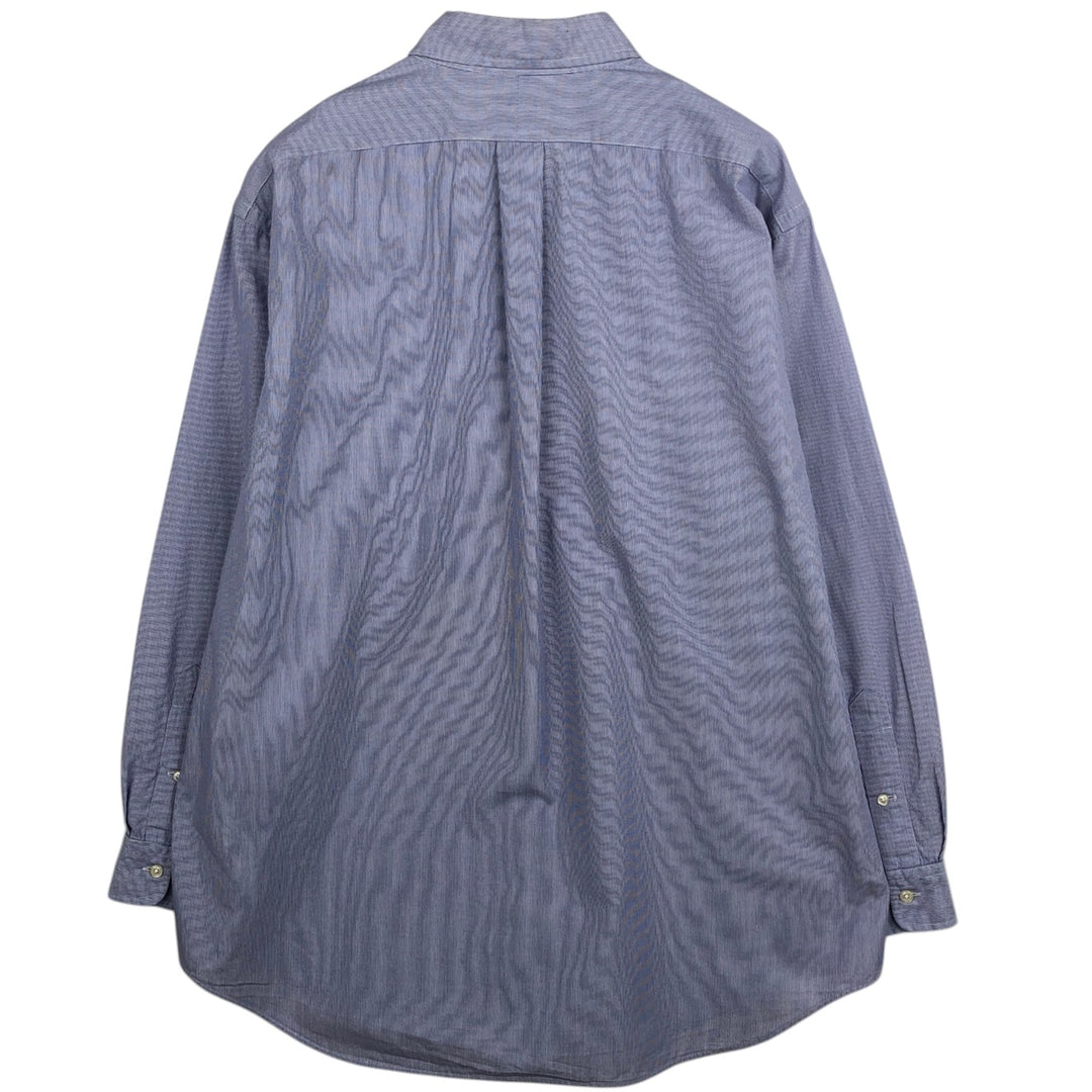 Ralph Lauren YARMOUTH long-sleeved button-down striped shirt, men's XXL cotton navy blue type Vintage Second Hand