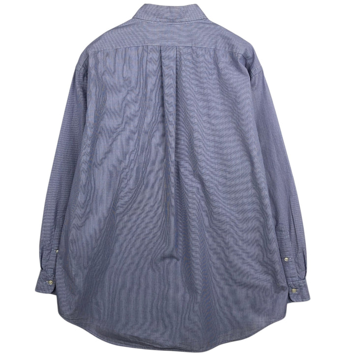 Ralph Lauren YARMOUTH long-sleeved button-down striped shirt, men's XXL cotton navy blue type Vintage Second Hand