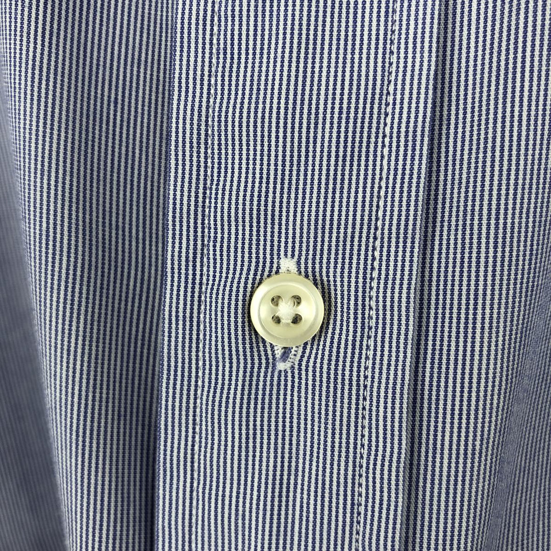 Ralph Lauren YARMOUTH long-sleeved button-down striped shirt, men's XXL cotton navy blue type Vintage Second Hand