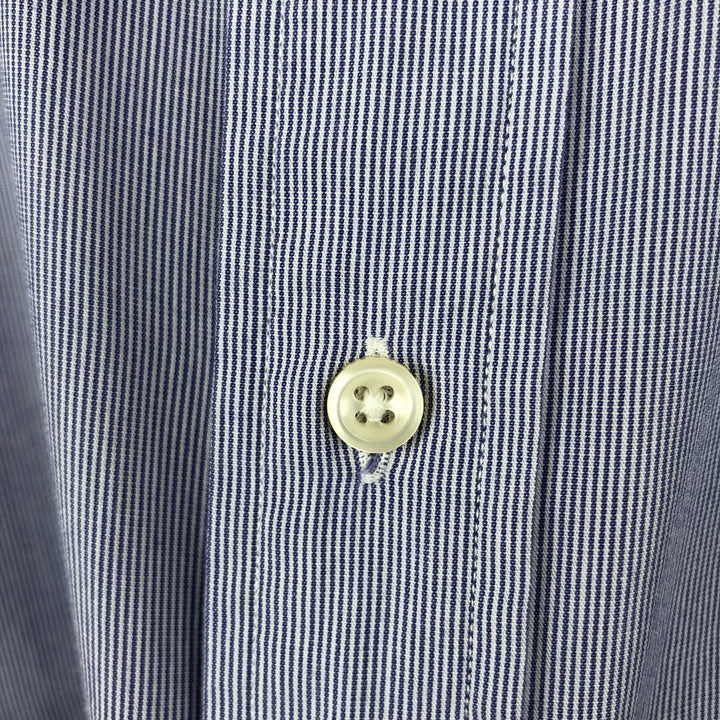 Ralph Lauren YARMOUTH long-sleeved button-down striped shirt, men's XXL cotton navy blue type Vintage Second Hand